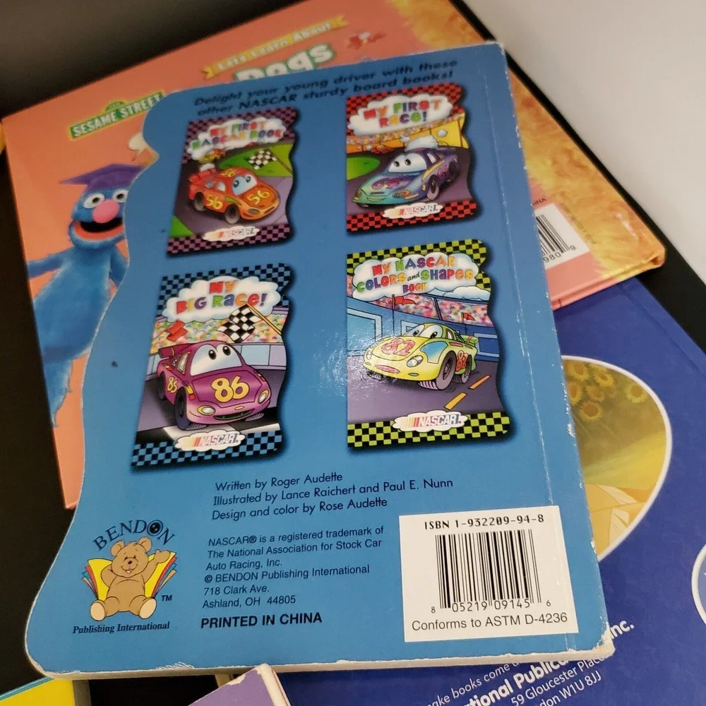 Children lot of 6 books 2 board, Nascar, Disney Princess, Sesame Street hardback